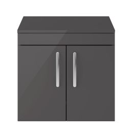 Fairford Carnation 600mm Gloss Grey Wall Hung 2 Door Vanity Unit, with Worktop