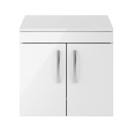 Fairford Carnation 600mm Gloss White Wall Hung 2 Door Vanity Unit, with Worktop