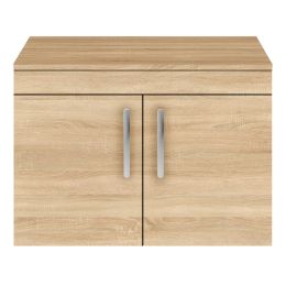 Fairford Carnation 800mm Natural Oak Wall Hung 2 Door Vanity Unit, with Worktop