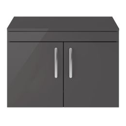 Fairford Carnation 800mm Gloss Grey Wall Hung 2 Door Vanity Unit, with Worktop