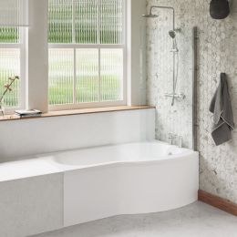 Fairford B Shape Bath Pack with Bath, Shower Screen, Tap, Shower Kit and Panel