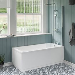 Fairford Dunsford Bath Pack with Bath and Rectangular Screen, Tap, Shower and Panel
