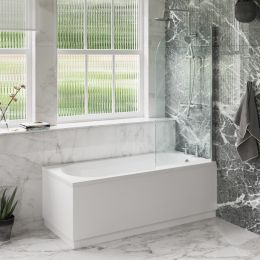 Rivato Milano Bath Pack with Bath, Rectangular Bath Screen, Tap, Shower and Panel