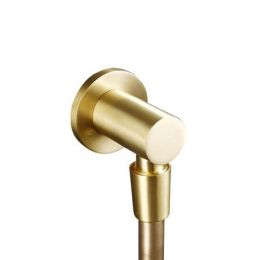 Fairford Element Brushed Brass Round Outlet Elbow, Chrome