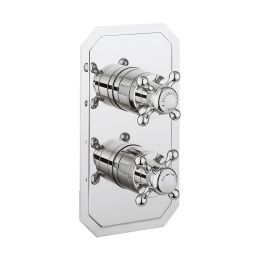 Crosswater Belgravia 2 Outlet 2 Handle Concealed Thermostatic Shower Valve Portrait Crosshead