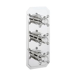 Crosswater Belgravia 3 Outlet 3 Handle Concealed Thermostatic Shower Valve Portrait Crosshead