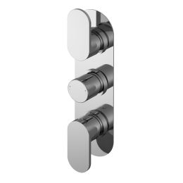 Fairford Element 10 Pure Chrome Round Concealed Triple Shower Valve, 2 Outlet