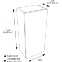 Fairford Select Modern Door 300mm Supermatt Stone Grey Slab Slim Base Unit with 1 Door