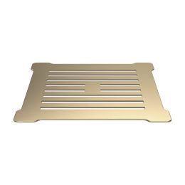 Square Shower Waste with Brushed Brass Top for Slate Trays - White Waste Body