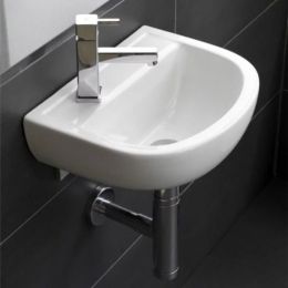 RAK Compact Special Needs Wall Hung Basin - 380mm Wide - Left Hand Tap Hole - White