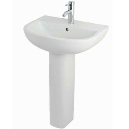 RAK Compact Wall Hung Basin 550mm 1 Tap Hole White - pedestal not included