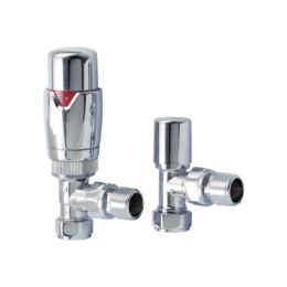 Fairford Designer Angled Radiator Valves Pair - Chrome