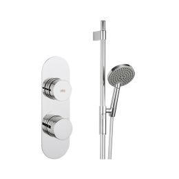 Crosswater Dial Central Trim Single Outlet Thermostatic Shower Valve with Slide Rail, 3 Mode Handset and Hose