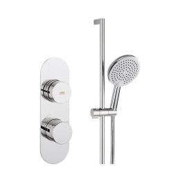 Crosswater Dial Central Trim Single Outlet Thermostatic Shower Valve with Slide Rail, Handset and Hose