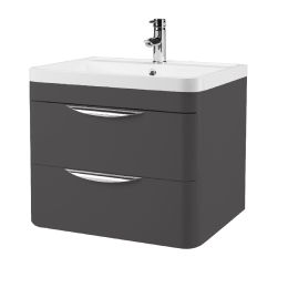 Fairford Flow 600mm Gloss Grey Wall Hung Vanity Unit