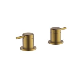 Britton Bathrooms Hoxton Brushed Brass Deck Mounted Valves