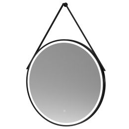 Fairford 800mm Round Matt Black Illuminated Mirror with Touch Sensor