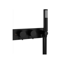 Crosswater MPRO 2 Outlet 2 Handle Concealed Thermostatic Bath Valve and Handset Matt Black