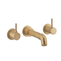 Crosswater MPRO Unlacquered Brass Bath Spout and Wall Stop Taps