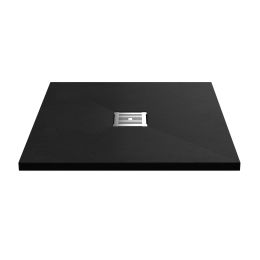 Fairford Square Black Slate Shower Tray, Center Waste-800mm x 800mm