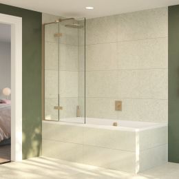 Crosswater OPTIX 10 180Â° Hinged with Inline Panel Brushed Brass Right Bath Screen