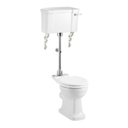 Burlington Regal Medium Level Toilet with 520 Lever Cistern with White Lever