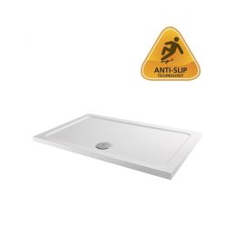 Rivato SolidStone 1100 x 800mm Antislip Rectangular Shower Tray with Waste