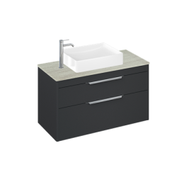 Britton Bathrooms Shoreditch 1000mm Wall Hung Double Drawer Vanity Unit with Worktop