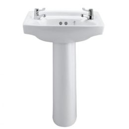 Armitage Shanks Royalex Wall Hung Basin - 510mm Wide - 2 Tap Hole - White - pedestal not included