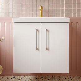 Fairford Carnation 600mm Gloss White Wall Hung 2 Drawer Vanity Unit