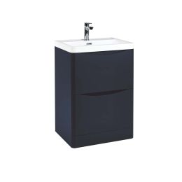Fairford Plaza 600mm Floor Standing Vanity Unit with Countertop and Basin-Indigo Blue