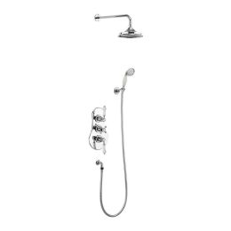 Burlington Severn Chrome Twin Outlet Concealed Shower with Fixed Shower Head and Handset with Holder
