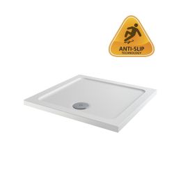 Fairford Square Low Level Anti-Slip Shower Trays, Side Waste