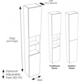 Fairford Select Modern Door 300mm Supermatt Stone Grey Slab Slimline Tower Unit