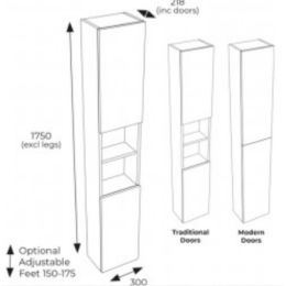 Fairford Select Traditional Door 300mm Supermatt Stone Grey Slab Slim Tower Unit