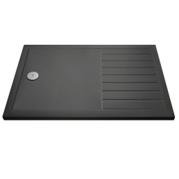 Rivato Slate Grey Walk In Shower Tray, End Waste-1600mm x 800mm