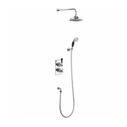 Burlington Trent Chrome Twin Outlet Concealed Shower with Fixed Shower Head and Handset with Holder