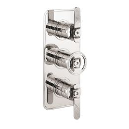 Crosswater UNION 2 Outlet 3 Handle Concealed Thermostatic Shower Valve Portrait Chrome