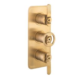 Crosswater UNION 2 Outlet 3 Handle Concealed Thermostatic Shower Valve Portrait Union Brass