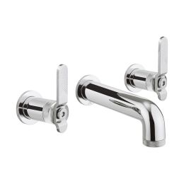 Crosswater Union 3 Hole Chrome Wall Mounted Basin Mixer with Lever Handles