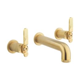 Crosswater Union 3 Hole Brass Wall Mounted Basin Mixer with Lever Handles