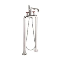 Crosswater UNION Chrome and Red Wheel Handle Bath Filler