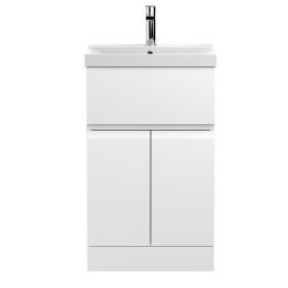 Fairford Finesse 500mm Satin White Floor Standing Vanity Unit, with Top Drawer