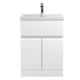 Fairford Finesse 600mm Satin White Floor Standing Vanity Unit, with Top Drawer