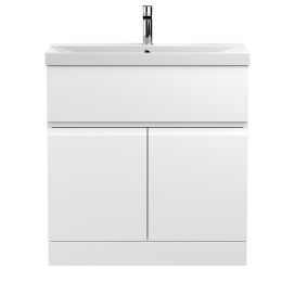 Fairford Finesse 800mm Satin White Floor Standing Vanity Unit, with Top Drawer