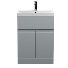 Fairford Finesse 600mm Satin Grey Floor Standing Vanity Unit, with Top Drawer