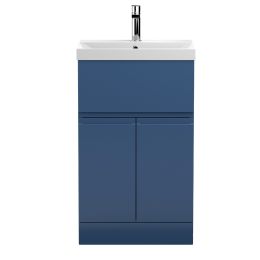 Fairford Finesse 500mm Satin Blue Floor Standing Vanity Unit, with Top Drawer