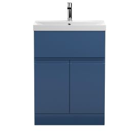 Fairford Finesse 600mm Satin Blue Floor Standing Vanity Unit, with Top Drawer