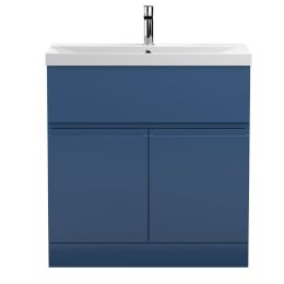 Fairford Finesse 800mm Satin Blue Floor Standing Vanity Unit, with Top Drawer