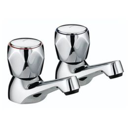Bristan Value Club Basin Taps with Metal Heads - Chrome
